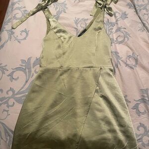 LULU’S Silky Green Mini Dress